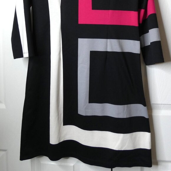 Black Mini Dress Sz Small Vintage 70s Geometric Pattern Club Party Evening Wear - Picture 6 of 10